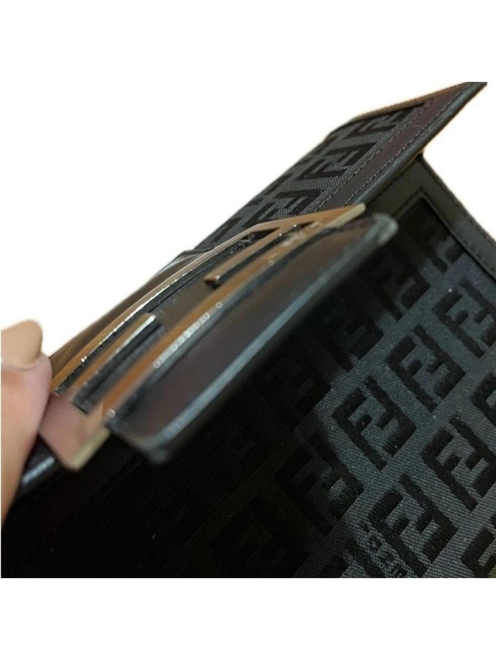 FENDI Zucchino Monogram Canvas Long Bi-Fold Wallet, Black, Vintage - Picture 7 of 14